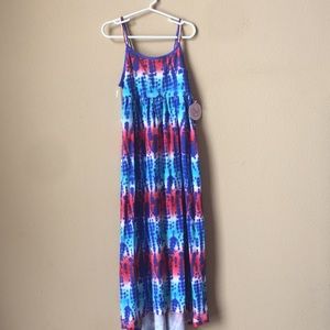 SIZE 10 Red White and Blue Girls Maxi Dress NWT